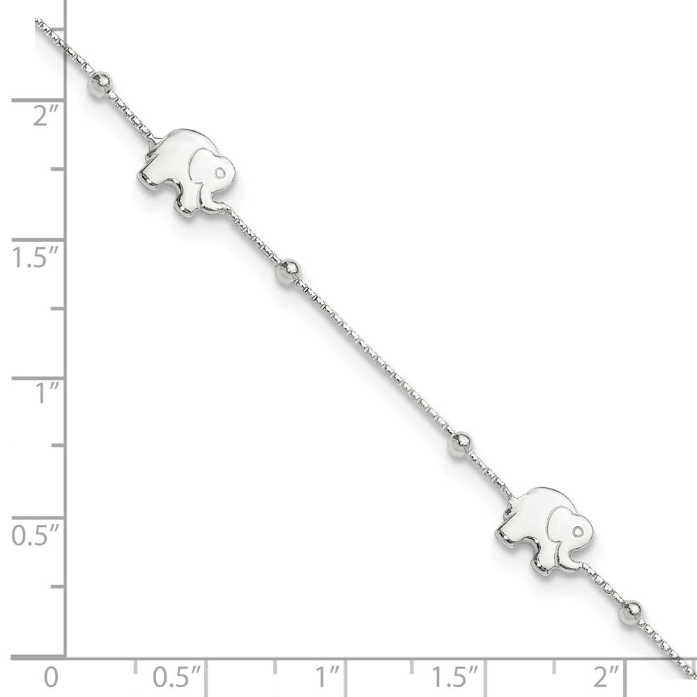 Sterling Silver Elephant 9 inch Plus 2 inch Extender - Total 11 inch Anklet