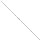 Sterling Silver Rhodium-plated Three Hearts 10 inch Plus 1 inch Extender - Total 11 inch Anklet