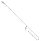 Sterling Silver 10 in Solid Polished Cross on Box Chain Anklet