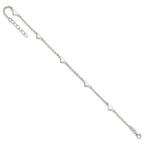 Sterling Silver Hearts 5-Station 9 inch Plus 1 inch Extender - Total 10 inch Anklet