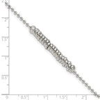 Sterling Silver 10inch Polished Fancy Love Ring Anklet