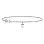 Sterling Silver Heart Dangle Anklet