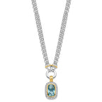 Sterling Silver Flash Gold-plated Clear and Blue CZ 16 inch Necklace