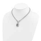 Sterling Silver Flash Gold-plated Clear and Blue CZ 16 inch Necklace