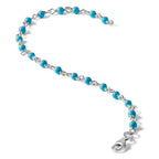 Sterling Silver Genuine Turquoise Bead Polished Bracelet