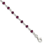 Sterling Silver Dark Red CZ Polished Bracelet
