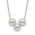 Sterling Silver Polished 3 Bead Necklace