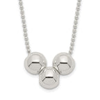 Sterling Silver Polished 3 Bead Necklace