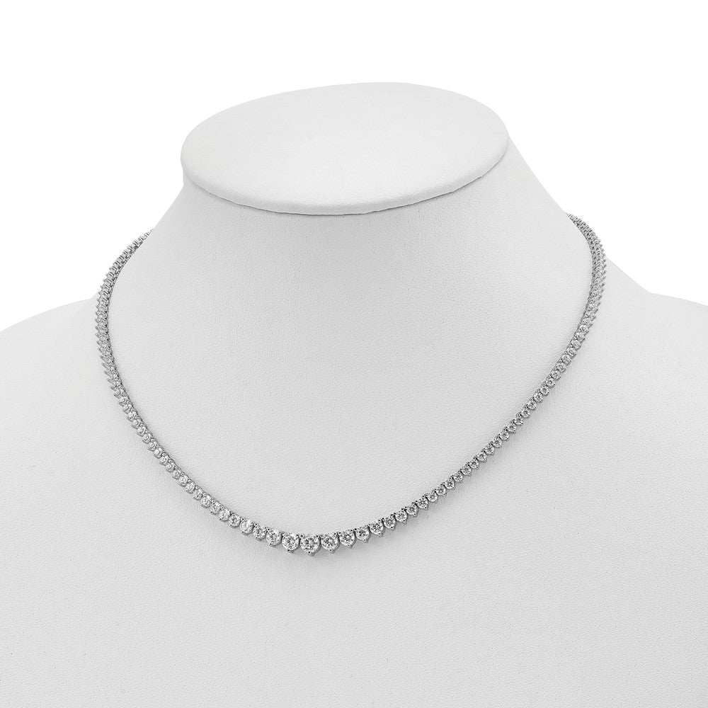 Sterling Shimmer Sterling Silver Rhodium-plated 17 inch 157 Stone Graduated CZ Necklace