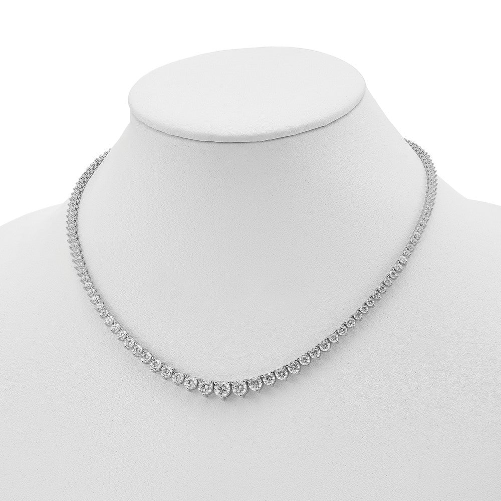 Sterling Shimmer Sterling Silver Rhodium-plated 17 inch 132 Stone Graduated CZ Necklace