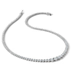 Sterling Shimmer Sterling Silver Rhodium-plated 17 inch 132 Stone Graduated CZ Necklace