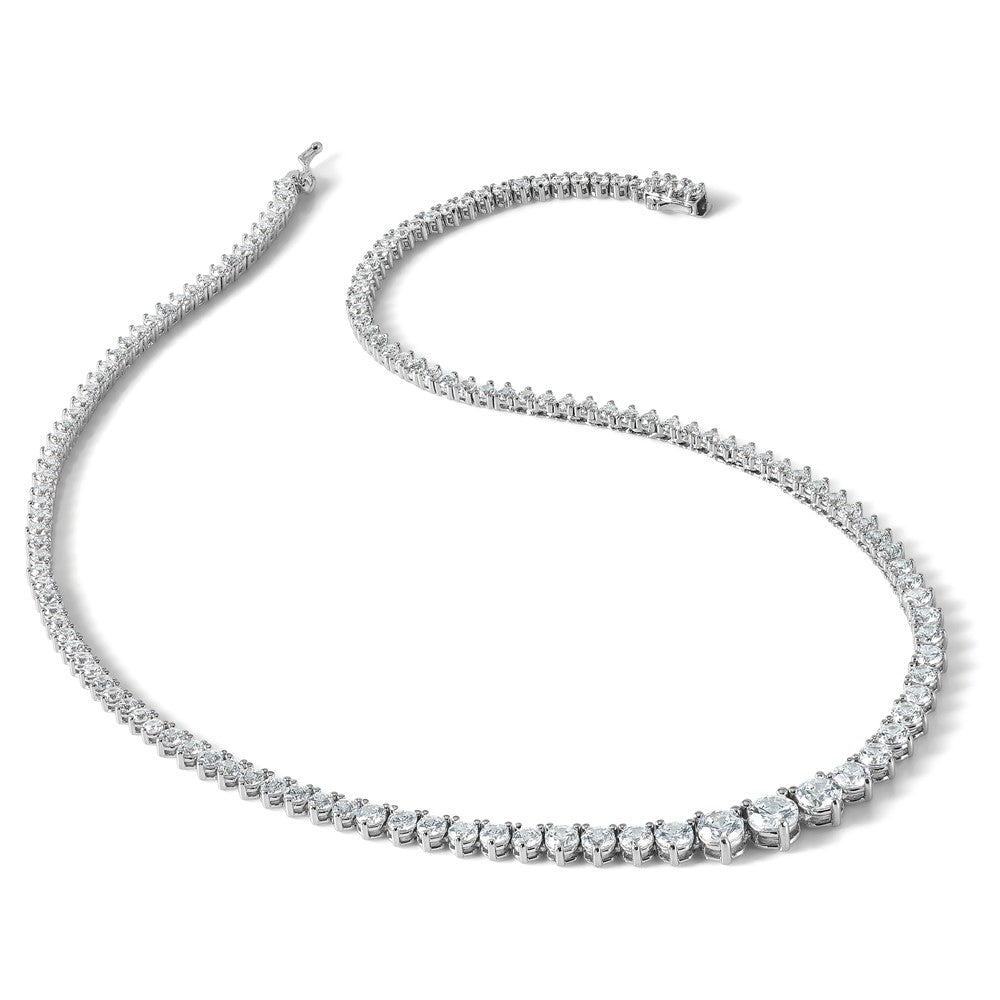 Sterling Shimmer Sterling Silver Rhodium-plated 17 inch 132 Stone Graduated CZ Necklace