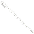 Sterling Silver Star and Moon 9 inch Plus 1 inch Extender - Total 10 inch Anklet
