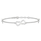 Sterling Silver Hearts 9 inch Plus 1 inch Extender - Total 10 inch Anklet