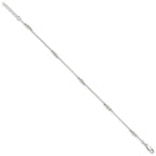 Sterling Silver Beaded 5-Station 9 inch Plus 1 inch Extender - Total 10 inch Anklet