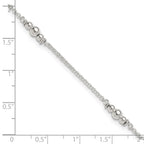 Sterling Silver Beaded 5-Station 9 inch Plus 1 inch Extender - Total 10 inch Anklet