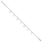 Sterling Silver Stars 9 inch Plus 1 inch Extender - Total 10 inch Anklet