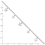 Sterling Silver Stars 9 inch Plus 1 inch Extender - Total 10 inch Anklet