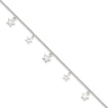 Sterling Silver Stars 9 inch Plus 1 inch Extender - Total 10 inch Anklet