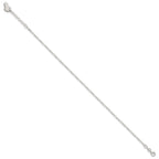 Sterling Silver Figaro with Heart Dangle 9 inch Plus 1 inch Extender - Total 10 inch Anklet