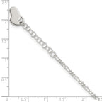 Sterling Silver Figaro with Heart Dangle 9 inch Plus 1 inch Extender - Total 10 inch Anklet