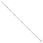 Sterling Silver Beaded Figaro 5-Station 9 inch Plus 1 inch Extender - Total 10 inch Anklet