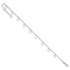 Sterling Silver Heart Charms 9 inch Plus 1 inch Extender - Total 10 inch Anklet