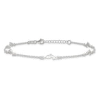 Sterling Silver Dolphin 5-Station 9 inch Plus 1 inch Extender - Total 10 inch Anklet