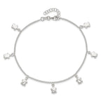 Sterling Silver Turtle Charms 9 inch Plus 1 inch Extender - Total 10 inch Anklet
