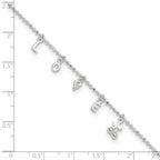 Sterling Silver LOVE Letters 10 inch Plus 1 inch Extender - Total 11 inch Anklet