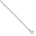 Sterling Silver Bead 7-Station 10 inch Plus 1 inch Extender - Total 11 inch Anklet