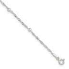 Sterling Silver Bead 7-Station 10 inch Plus 1 inch Extender - Total 11 inch Anklet