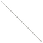 Sterling Silver Figaro Chain/Flowers 5-Station 9 inch Plus 1 inch Extender - Total 10 inch Anklet