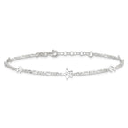Sterling Silver Moon and Star 9 inch Plus 1 inch Extender - Total 10 inch Anklet