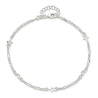 Sterling Silver Moon and Star 9 inch Plus 1 inch Extender - Total 10 inch Anklet