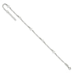Sterling Silver Moon and Star 9 inch Plus 1 inch Extender - Total 10 inch Anklet