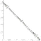 Sterling Silver Moon and Star 9 inch Plus 1 inch Extender - Total 10 inch Anklet
