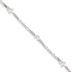 Sterling Silver Moon and Star 9 inch Plus 1 inch Extender - Total 10 inch Anklet