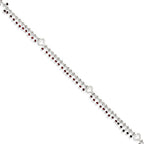 Sterling Silver Red Beads and Heart 10 inch Plus 1 inch Extender - Total 11 inch Anklet
