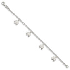 Sterling Silver Polished Elephants with 1in ext. Children's Bracelet