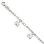 Sterling Silver Polished Elephants with 1in ext. Children's Bracelet