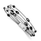 Sterling Silver Ruthenium-plated Bead Slide Clasp Bracelet