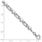 Sterling Silver Rhodium Polished Hearts and Squares Bracelet