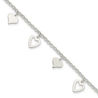 Sterling Silver Polished Heart Bracelet