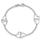 Sterling Silver Rhodium Plated Heart Bracelet