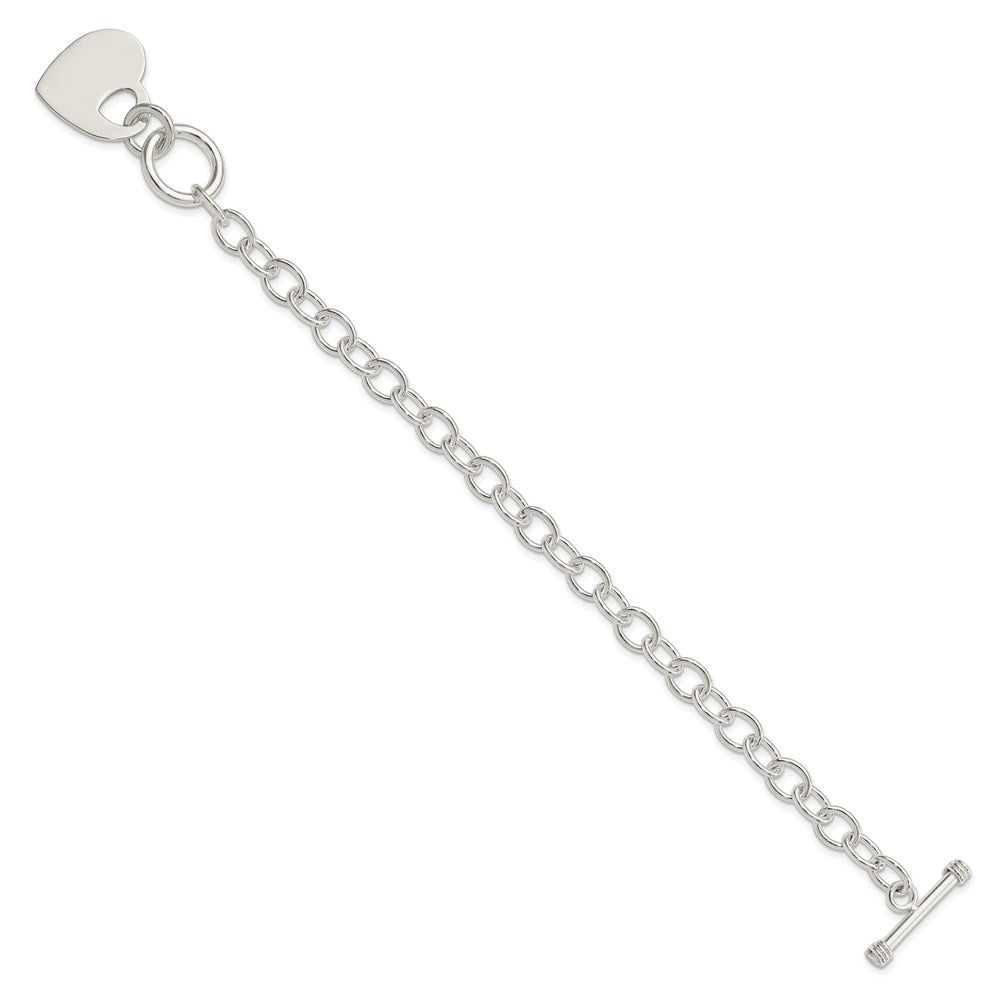 Sterling Silver Polished Engraveable Heart Bracelet