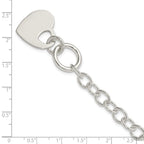 Sterling Silver Polished Engraveable Heart Bracelet