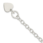 Sterling Silver Polished Engraveable Heart Charm Bracelet
