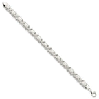 Sterling Silver Polished and Satin X and O Bracelet