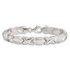 Sterling Silver Polished and Satin X and O Bracelet